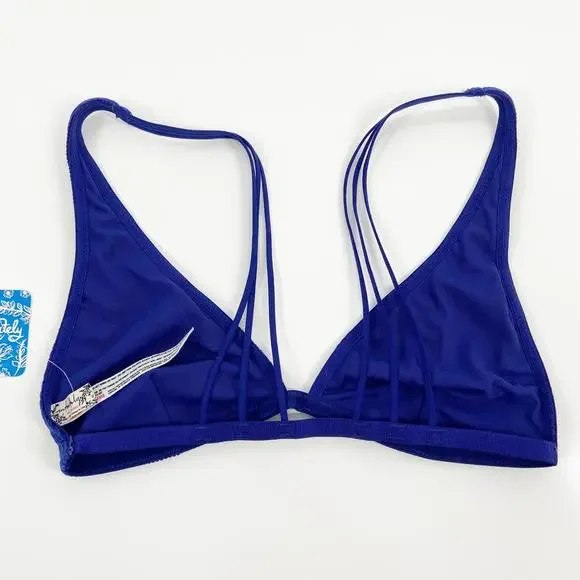 NWT Intimately Free People Magic Hour Velvet Bra Blue Strappy Bralette Size XS - Picture 4 of 7